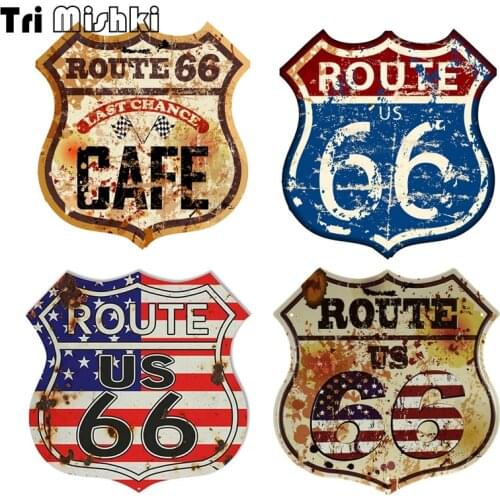 Tri mishki WCS1001 USA Route 66 car sticker PVC colorful Decals Waterproof sticker on Car Body Rear Window