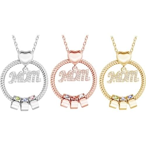 Necklace for Women Birthstone Pendant Mom Ring Necklace Birthday Jewelry Gift for Women | Long Gold Necklaces for Women