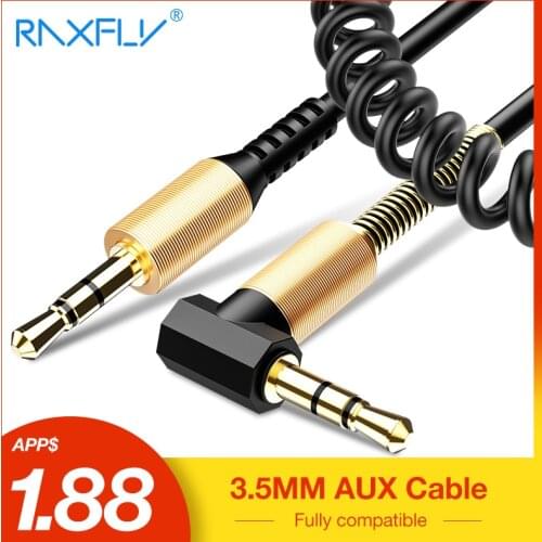 RAXFLY 3.5MM Audio Cable 3.5 Jack To Jack AUX Cable Headphone Beats Speaker For iPhone Car Male to Male AUX Cord Spring Cable