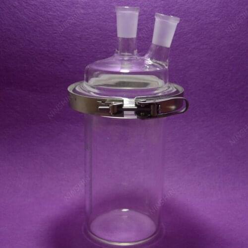 2000mL 24/​40 2 Necks,​Glass Cylinder Reactor,2 Litre Flat Bottom Reaction Flask