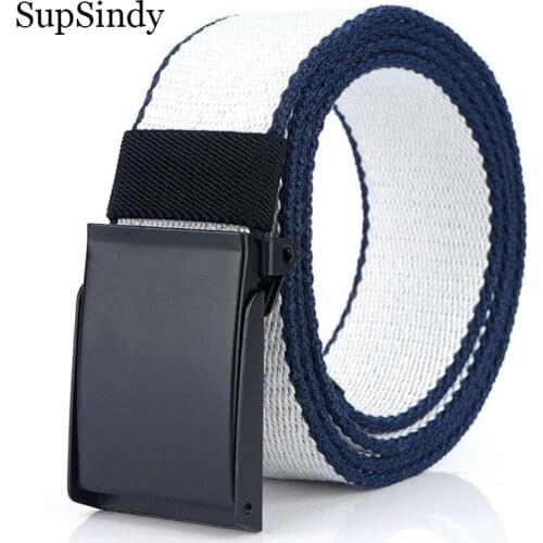SupSindy Mens Canvas Belt Wild Casual cotton Alloy buckle Jeans belt Army military tactical belts for Men Waistbrand Male strap