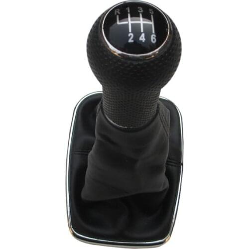 5 6Gear 23mm Car Gear Shift Knob With Black Frame For MK4 99-05 1999 2000 2001 2002 2003 Car Shift Gear Knob Gaitor Leather Boot