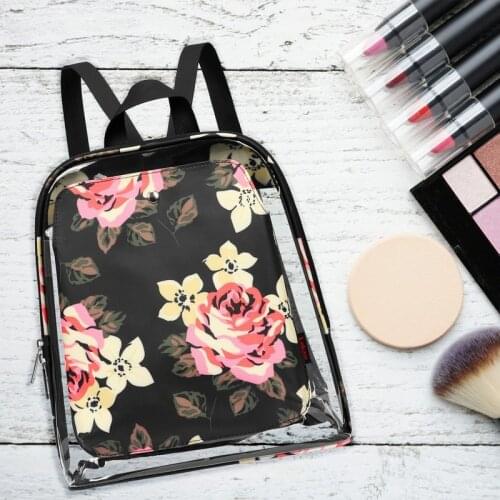 Fashion Clear Transparent Women Backpack Flower Print Bags for School Schoolbags for Teenage Girls Transparent Bag