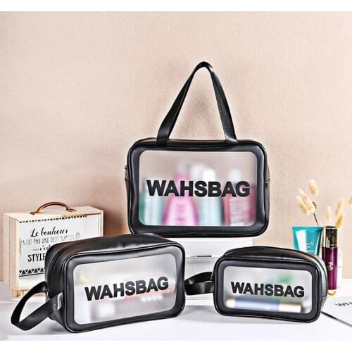 S/M/L Ladies Large Capacity Cosmetic Bag PVC Travel Makeup Storage Bag Female WashBag Frosted Waterproof Cosmetic Bag Convenient