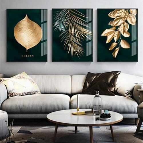 Self-adhesive Wall Stickers Luxury Leaf Plant Picture Home Decor Wall Art Minimalist Posters and Prints for Bedroom Painting