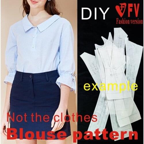 Mid-sleeve shirt pattern womens fashion blouse design drawing 1:1 making clothes cutting drawings BCY-135