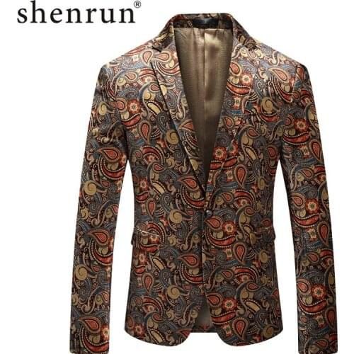 Shenrun Men Fashion Blazers Slim Fit New Jacket Groom Suit Jackets Casual Blazer Stage Costumes Singer Host Musician Party Prom