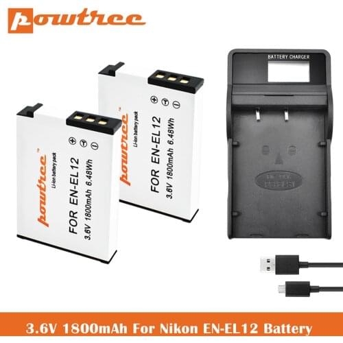EN-EL12 ENEL12 Replacement Battery+Charger for Nikon Coolpix A1000 B600 W300 A900 AW100 AW110 AW120 AW130 S6300 S8100 S8200 S905
