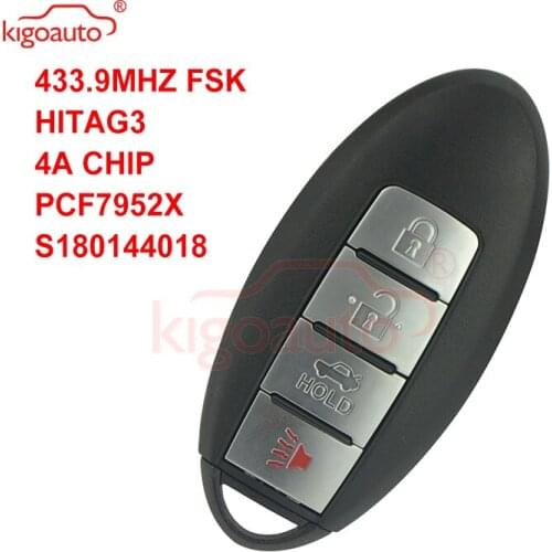 Kigoauto 4Button Smart Car Remote key 433.9MHZ FSK HITAG-AES For Nissan Altima Maxima Murano 2017 2016 4A chip KR5S180144014