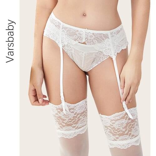 Varsbaby sexy women bow underwear garter belt + stockings 2 pcs black/red lace colors