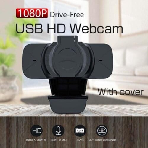 W8 Full HD Webcam 1080P Web Camera with Privacy Cover Built-in Mic USB Web Camera for Video Conference Distant Teaching