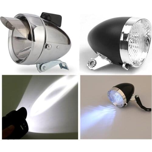 Retro Vintage Bike Light LED Metal Chrome Bicycle Front Fog Light Head Lamp Classic Cycling Safety Lamp Bicycle Accessories