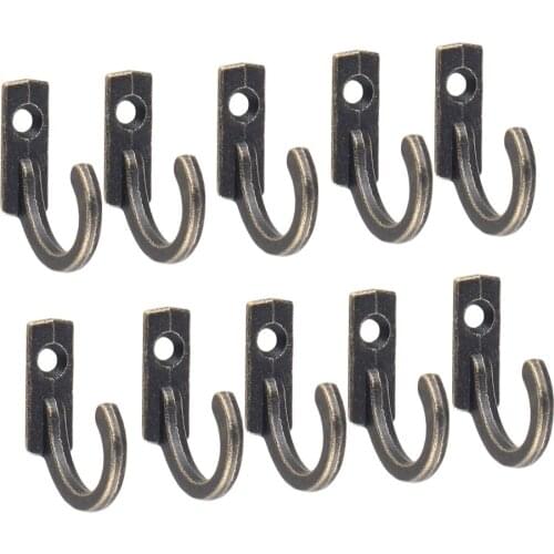 10cs Single Prong Hook Mini Size Wall Mounted Retro Cloth Hanger for Coats Hats Towels Keys Clothes Door Hanger Home Decor A20