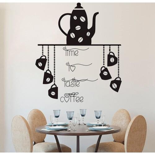 Time To Taste Coffee Wall Decals Vinyl Removable DIY Wall Stickers For Kitchen Coffee Vinyl Wall Decal Removable DK-199
