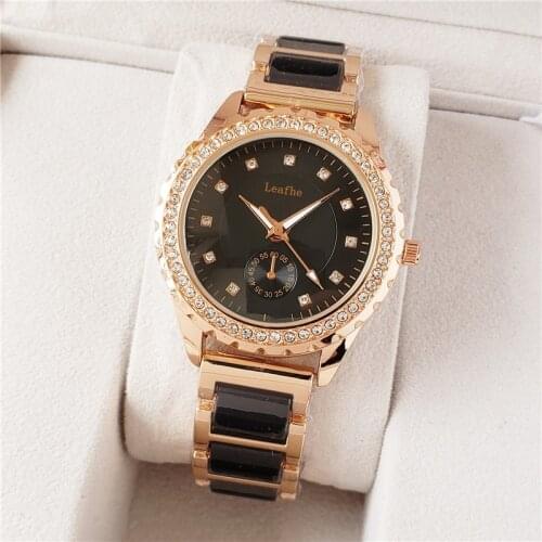 Fashion Quartz Watch Stainless Steel Material Dial Diameter 38mm Womens Watches Black Diamond Clock dropshipping