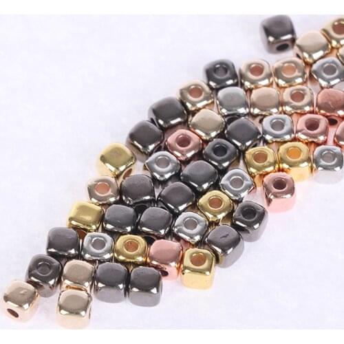 300Pcs/500Pcs Acrylic Plated Square Seed Space Beads For Jewelry Making DIY Bracelet Necklaces