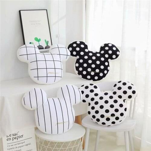 48cm Ins Nordic Style Mouse Head Plush Pillow Toy Soft Cartoon Rat Head Stuffed Doll Home Decoration Chair Cushion Girls Gifts