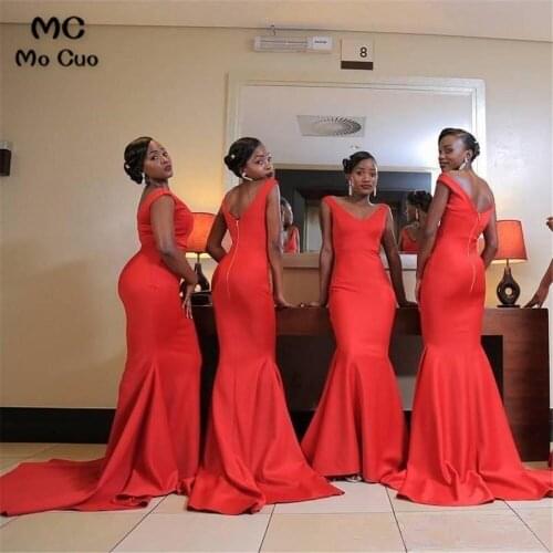 African Mermaid Bridesmaid Dress Long Wedding Party Dress Zipper Bridesmaid Dresses fpr Black Women
