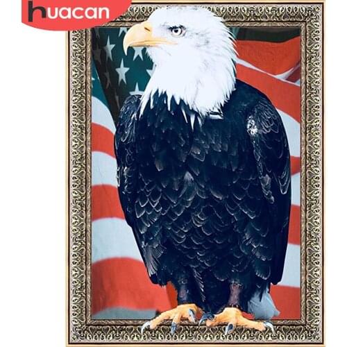 HUACAN 5d Diamond Painting Eagle Wall Decor Diamond Embroidery Mosaic Animal American Flag Diamond Art