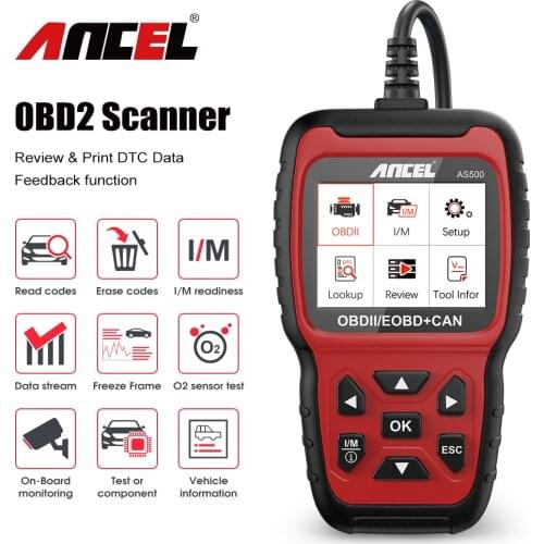 Ancel AS500 OBD2 Scanner Read Clear Code Car Engine OBD 2 Diagnostic Tool Lifetime Free Update ODBII Automotive Scanner PK KW850