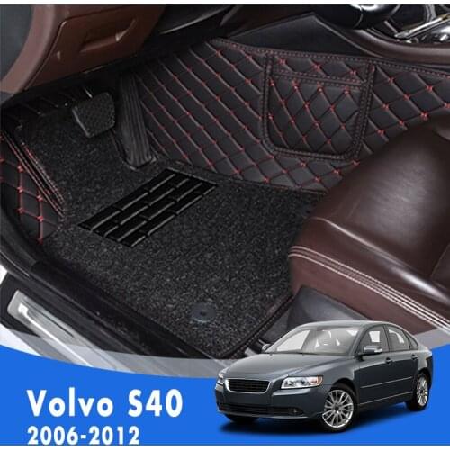 Car Floor Mats For Volvo S40 2012 2011 2010 2009 2008 2007 2006 Double Layer Wire Loop Carpets Car Interior Accessories Rugs
