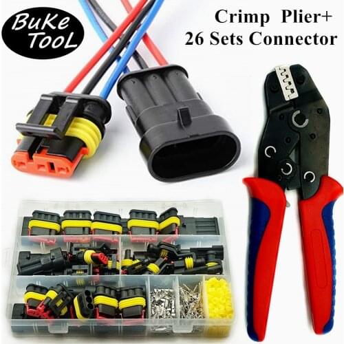 Automotive Waterproof Connectors 1/2/3/4 Pin 26 Sets Car Electrical Wire Connector Plug 300V 12A