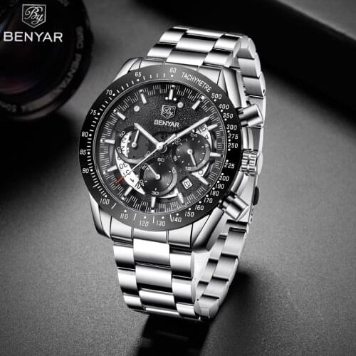 BENYAR 2019 New Mens Watches Luxury Quartz Wrist Watch Men Sport Military Waterproof Watch Men Chronograph Watches Reloj Hombre