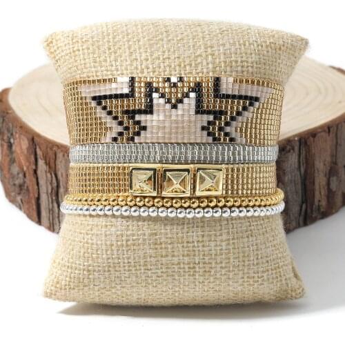 Rttooas Miyuki Beaded Bracelet For Women Fashion Rivet Gold Charm Bracelets Boho Jewelry Friendship Bracelets Love Gift 2020