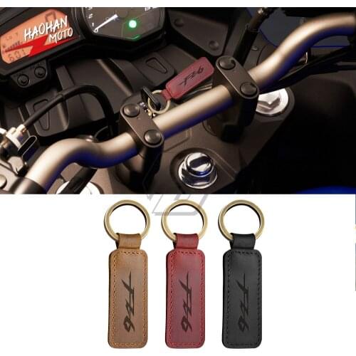 For Yamaha FZ6N FZ6S FZ6 Fazer Motorcycle Keychain Cowhide Crazy Horse Skin Key Ring