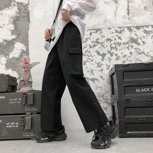 Streetwear Cargo Pants Harajuku Retro Women Trousers Joggers Black High Elastic Waist Loose Wide Leg Trousers Fashion pants