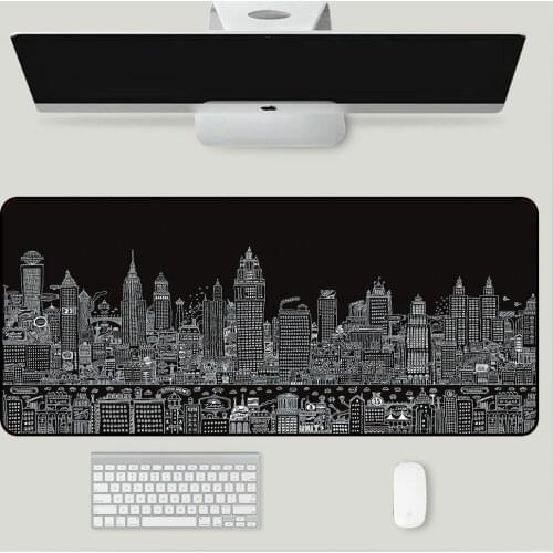 Black and White Design City Black and White Mouse Pad Computer Notebook PC Gamer Office Large Mouse Pad XXL Carpet Keyboard Mat