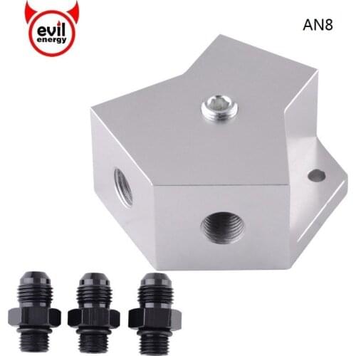 Evil energy 8AN Y-Block Fitting Adapter For Car NOS Nitrous Billet Aluminum Fuel Male Flare Coupler 1Pc