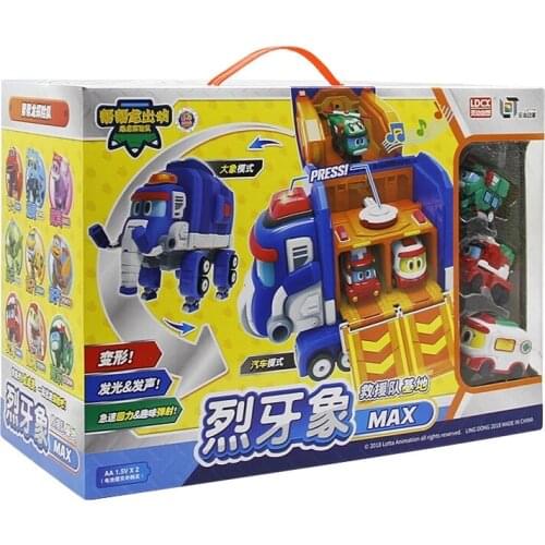 Gogo Dino Transformed Elephant Rescue Base Max Garage Deformed Dinosaur Expedition Robot Rex Set Vehicle Car Kid Children Toys