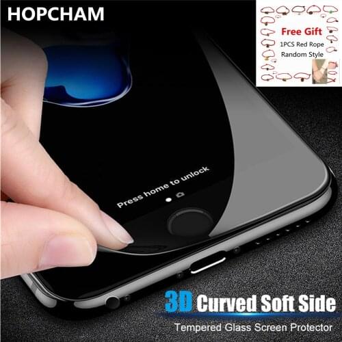 HOPCHAM Protective Glass on the For iPhone 7 6S Plus Tempered Screen Protector 3D Curved Edge Glass For iPhone 6 8 7 Plus X Film