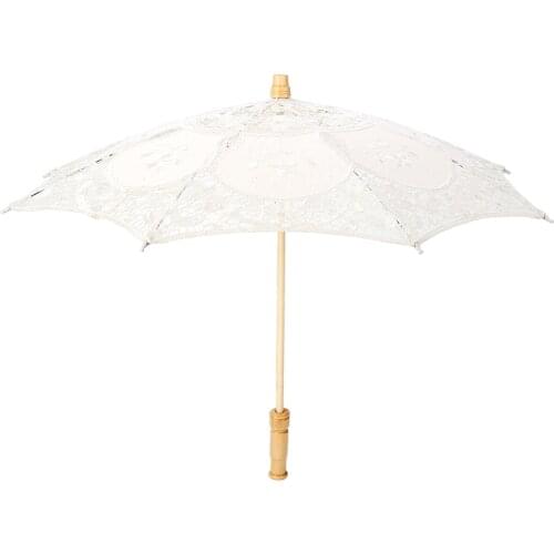 Lace Flower Embroidery Parasol Wedding Bride Photography Umbrella Beige Lace Decoration Party Bridal Shower Bride Umbrella Gifts