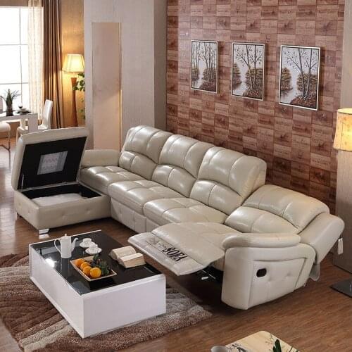 L shape modern extend bonded leather sofa set for big living room #CE-105C