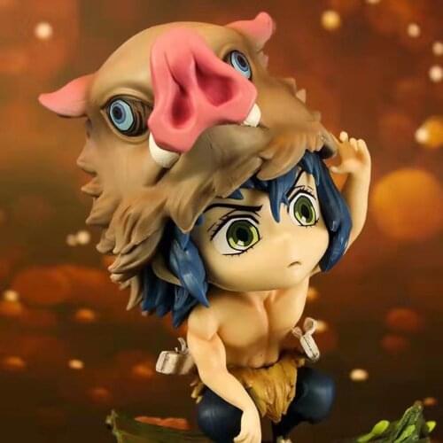 Anime Demon Slayer Figures Hashibira Inosuke Furnishing Articles Mini Cute Version 16cm PVC Boxed Models