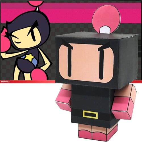 No-glue Bomberman Mini Folding Cutting Cute 3D Paper Model Papercraft Japan Anime Figure DIY Cubee Kids Adult Craft Toys CS-018