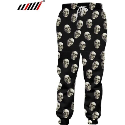 UJWI Winter Man New Leisure 3D Printed Sweatpants A Group Of Skulls Hip Hop Trousers Large Size Garment Mens Casual Pants