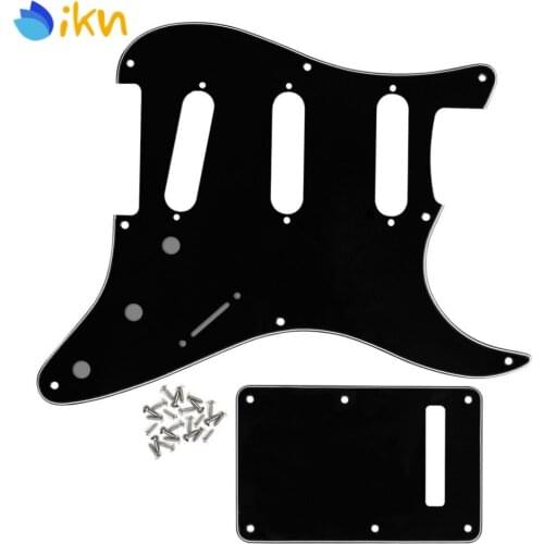 NEW Set of Guitar Pickguard Back Plate Tremolo Cover 3Ply Black & Screws for Vintage 8 Hole Strat SSS Guitar Scratch Plate