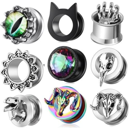 2pcs New Plugs and Tunnels CZ Gems Ear Tunnels Plugs Gauges Stainless Steel Expander Stretcher Piercings Body 00g 0g 2g