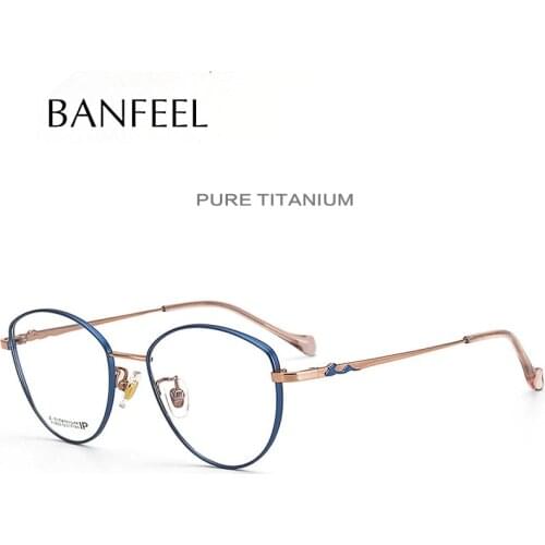 Pure Titanium Fashion Eyeglasses Frame Men Myopia Optical Prescription Glasses Frame New Cat Eye Glasses Frame Female Eyewear