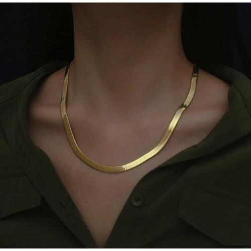 Mavis Hare Stainless Steel Sleek Chunky Chain Necklace 5mm Thickness I'LALO' Snake Choker Necklace 45+5cm as Fashion Lady Gift