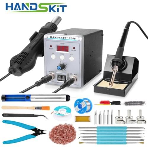 Handskit 750W 8586 2 In 1 Digital ESD Hot Air Gun Soldering Station Welding SMD Rework Station + Electric Solder