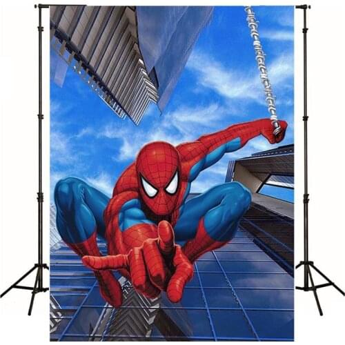 Customize Cartoon Spider Hero City Photography Background Live Backdrop Children Birthday Party Decoration Tapestry Photo Studio
