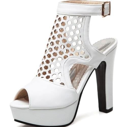 Sexy Platform Sandals Women Summer Pumps Shoes Woman Hollow Out High Heels Sandals Ladies Party Shoes Plus Size 40-48 WSH3904