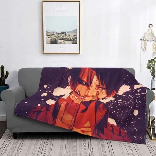 Attack On Titan Blankets Fleece Printed Unisex Throw Blankets Anime AOT Bedspreads for Bedding Car