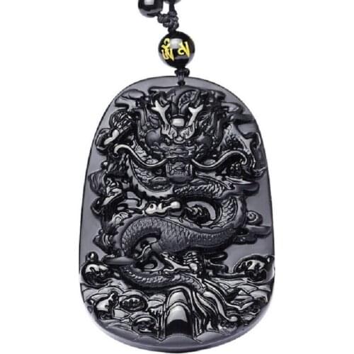 Drop Shipping Black Obsidian Dragon Necklace Pendant Mens Womens Lucky Amulet Talisman Pendants Fine Jewelry For Female Male