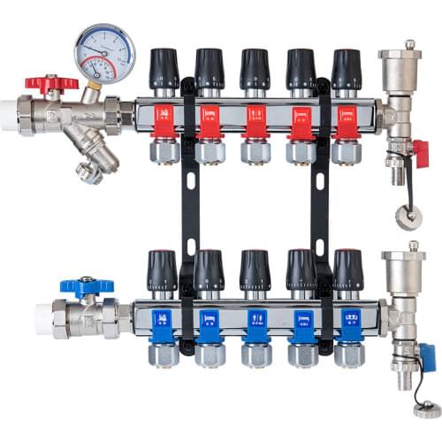 Radiant floor heating manifold kits floor heating manifold water distribution manifold 7-9ways brass for 20mm pex