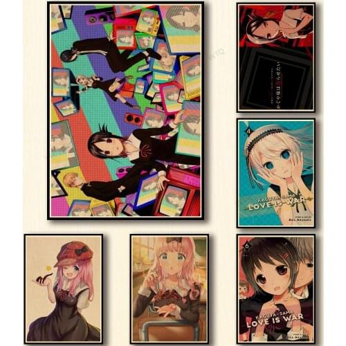 WTQ Retro Poster Kaguya Sama Love Is Anime Posters War Wall Decor Canvas Painting Wall Art Picture Room Decor Home Decor